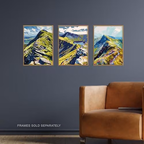 Artery8 Set of 3 Helvellyn Mountain Range Lake District Landscape Wall Art Paper Poster Prints, Multicolour, W/H: 30.48 x 40.64 cm – 2