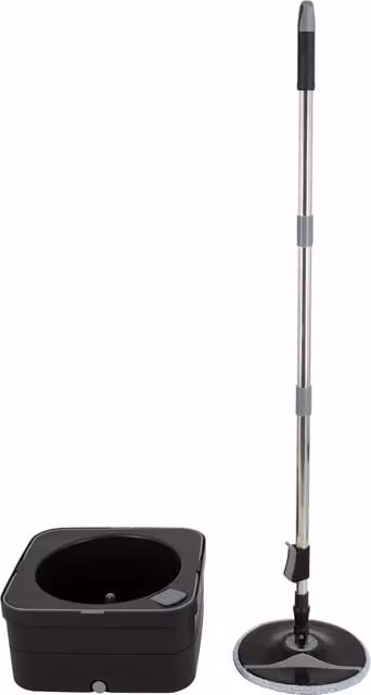 Argento Square Spin Mop and Bucket with Wringer and Microfibre Head in Black