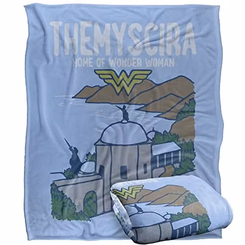LOGOVISION Wonder Woman Super Soft Microfibre Fleece Throw Blanket, W/D/H: 152 x 127 cm, White and Multicolour – 1