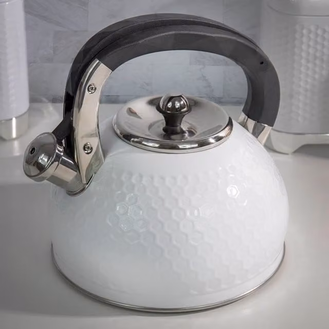 KitchenCrafts Lovello Textured Stove Top Kettle in White