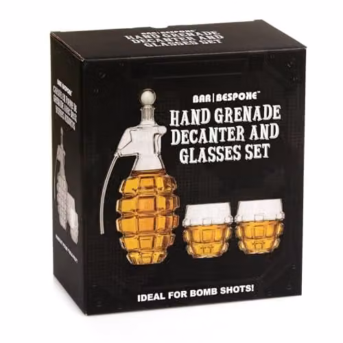 Bar Bespoke Grenade Glass Decanter Set with Stopper, Transparent – 1