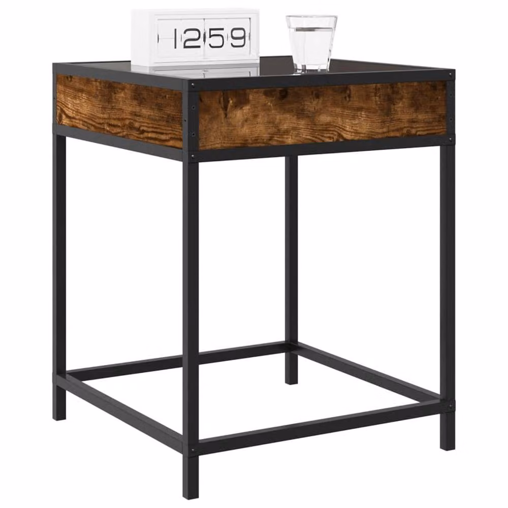 Berkfield Home Infinity LED Decorative Bedside Table in Smoked Oak Brown, W/D/H: 40 x 40 x 51 cm – 4