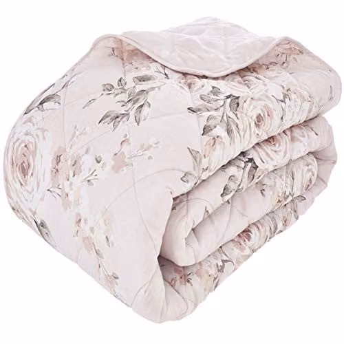 Catherine Lansfield Canterbury Floral Reversible Quilted Bedspread in Blush Pink, W: 220 cm, D: 230 cm – 1