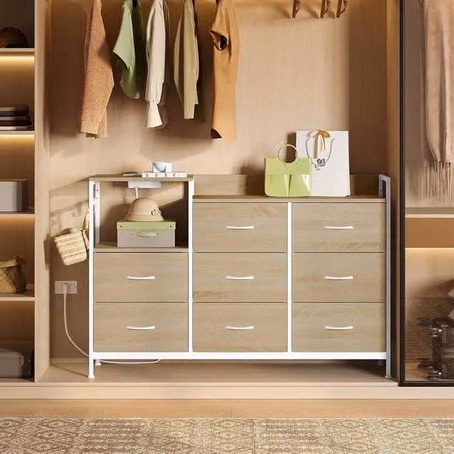 SPETLEK Industrial Chest of Drawers Model 3 with 8 Drawers in Natural Light Oak and Beige