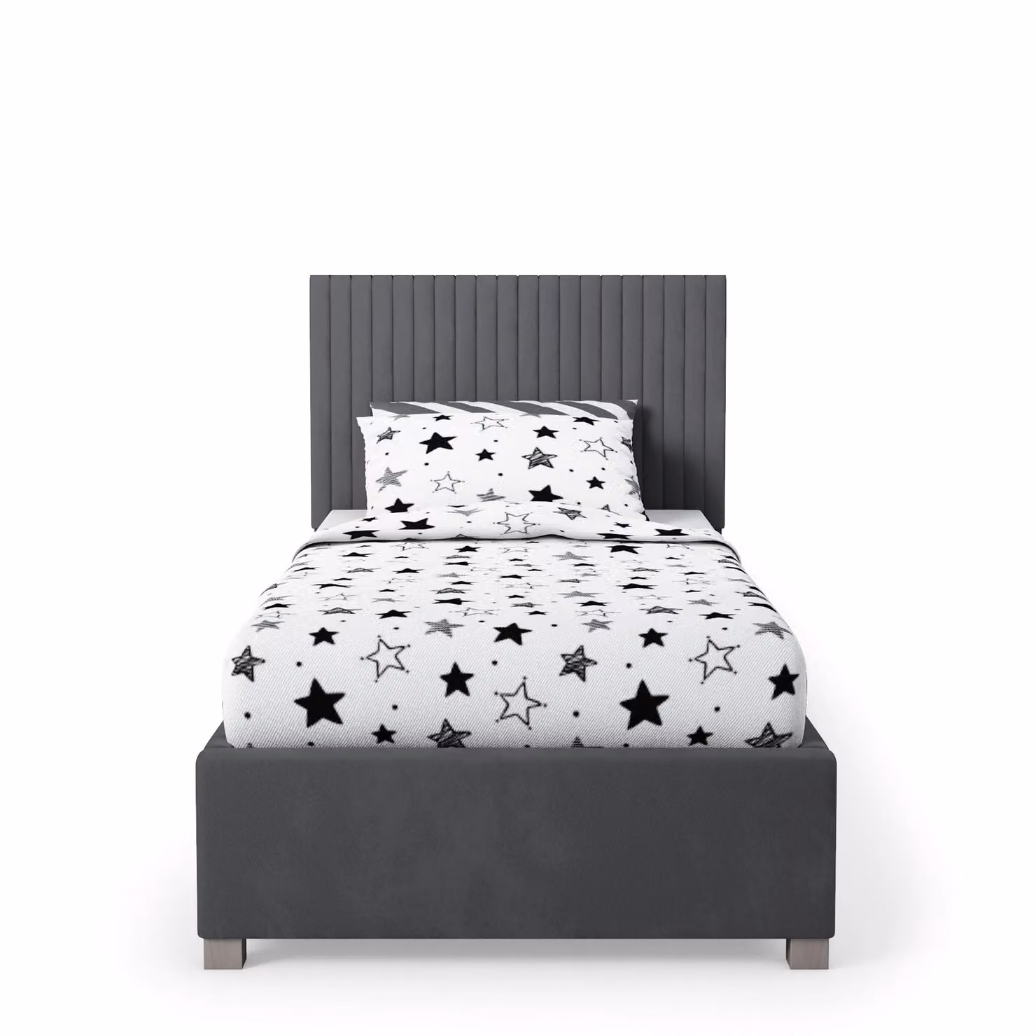 Rest Relax Emma Grey Fabric Upholstered Single Ottoman Bed with Lift Up Base W/D/H: 90 x 200 cm – 2