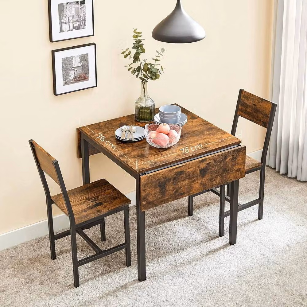 FORGEVIO Brown Wood Folding Dining Table with Butterfly Drop Leaf and Extendable Top – 3