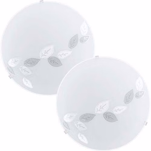Loops 2 Pack Modern White Leaf Design Wall and Ceiling Light with Satin Glass and E27 Socket