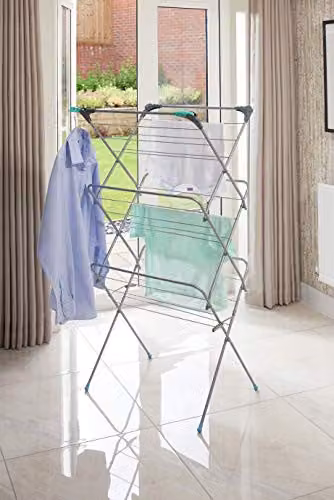 Addis 3 Tier Metal Airer with Hooks in Grey and Silver – 2
