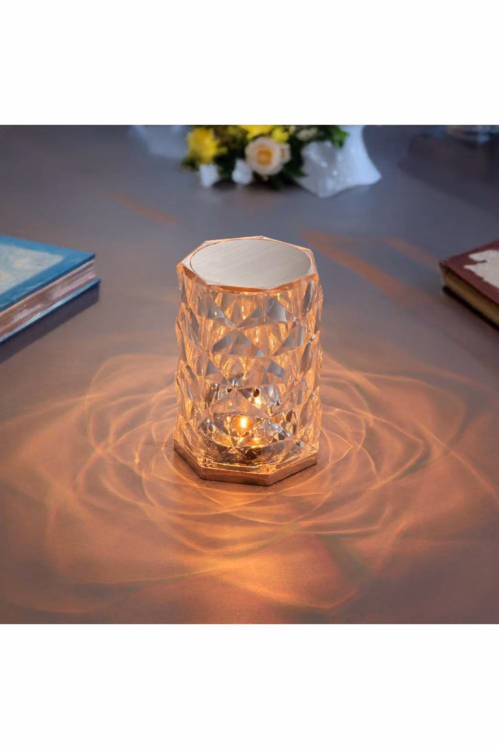 H&O Direct Crystal Diamond RGB LED Table Lamp with Remote Control, White – 2