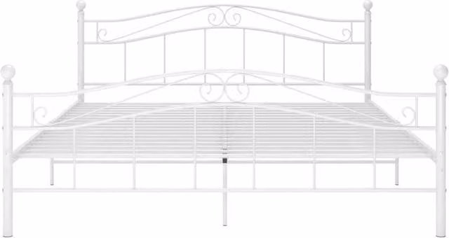 Berkfield Home White Metal Bed Frame W/D/H: 140 x 200 cm