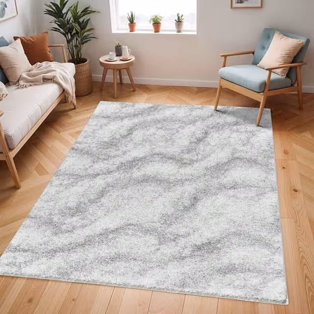 Livabliss Cloudy Shag Round Plush Pile Rug in Grey, Diameter: 120 cm – 1