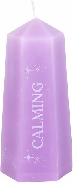 Something Different Lavender Calming Crystal Pillar Candle in Purple, H: 15.5 cm x W: 7.5 cm x D: 7.0 cm