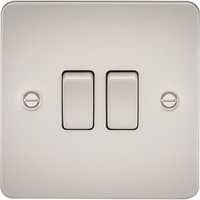 Knightsbridge FP3000PL Pearl Flat Plate 10AX 2G 2-Way Switch