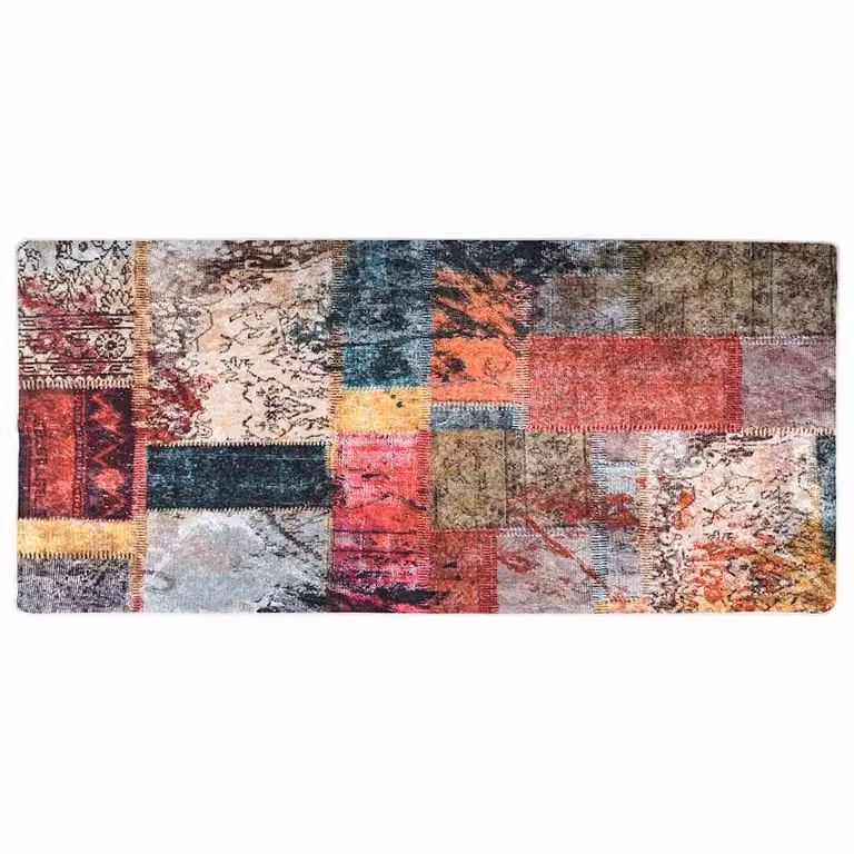Berkfield Home Washable Patchwork Anti Slip Rug, Multicolour, W: 80 cm, L: 300 cm