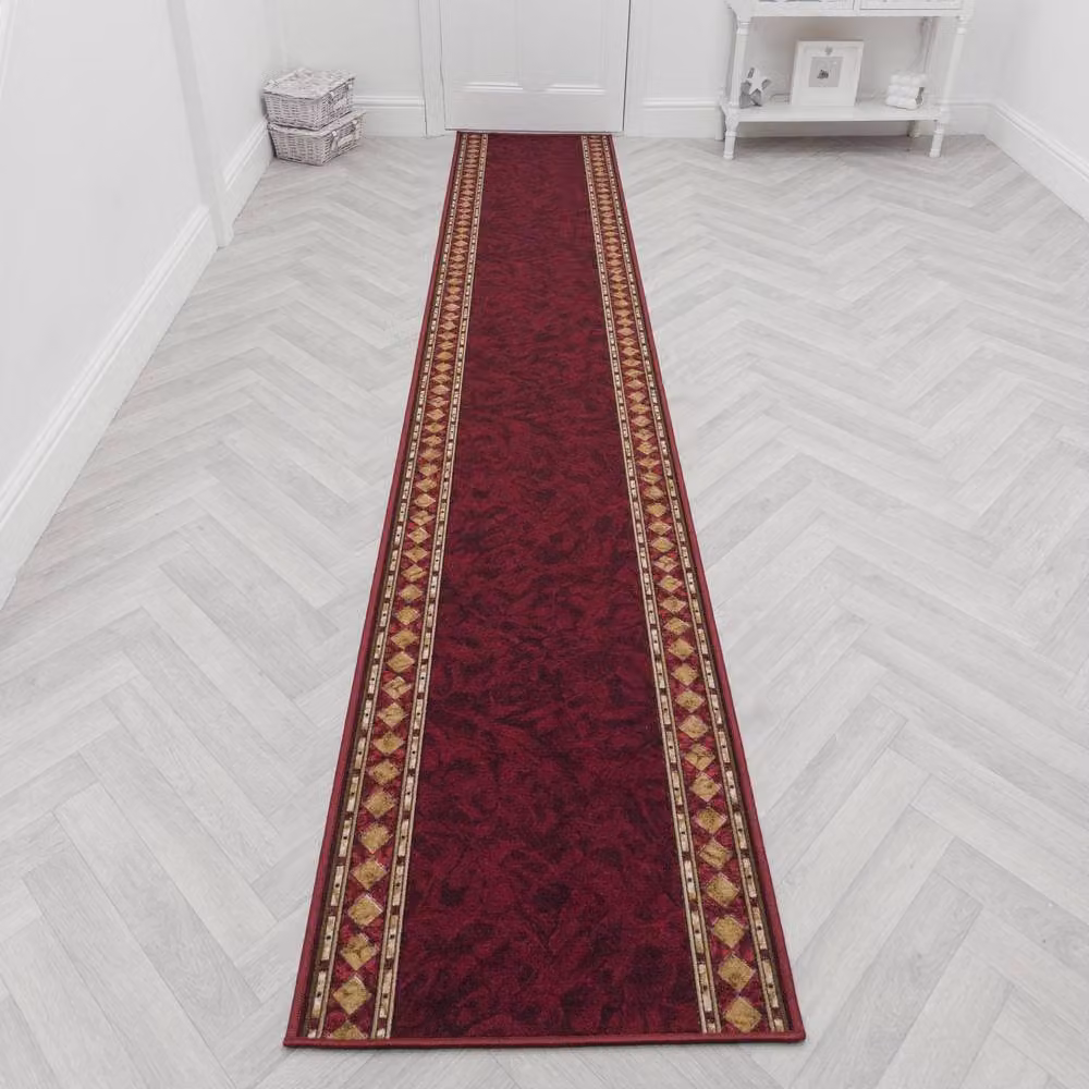runrug Cheops Hallway Runner Rug in Red, Non-Slip and Hardwearing, W: 66 cm, L: 300 cm – 5