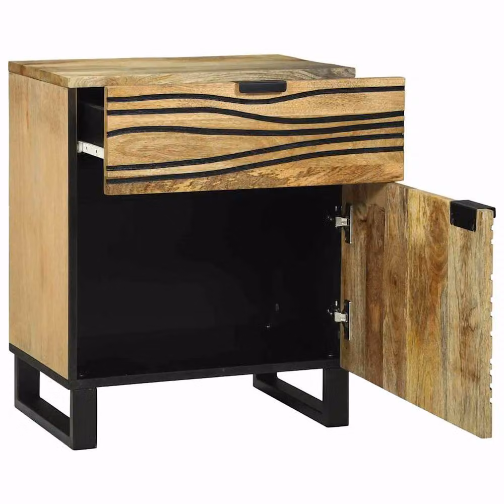 Berkfield Home Modern Bedside Cabinet in Brown Solid Mango Wood, W/D/H: 50 x 33 x 60 cm – 3