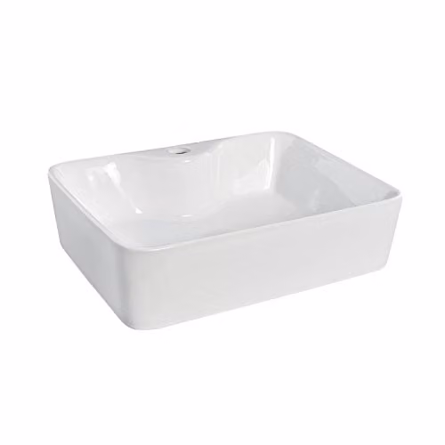 Nuie NBV119 Rectangular Ceramic Countertop Vessel in White, W: 48.0 cm, D: 68.5 cm, H: 12.06 cm
