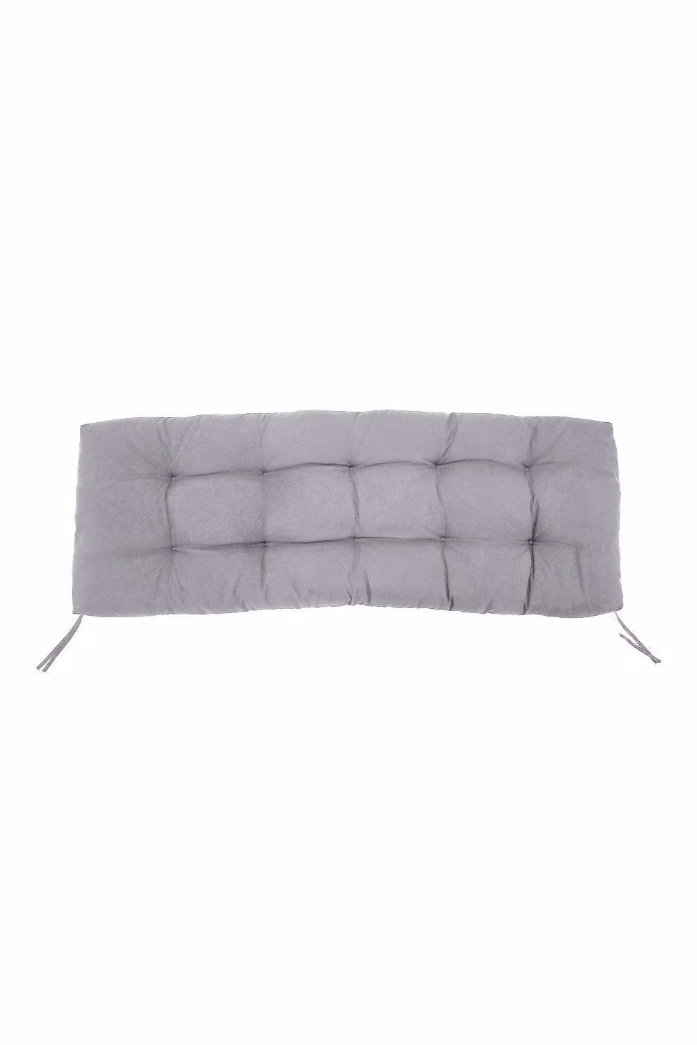 H&O Direct Grey Polyester Rectangular Bench Seat Cushion with Non-Slip Ties, W: 130 cm, D: 50 cm