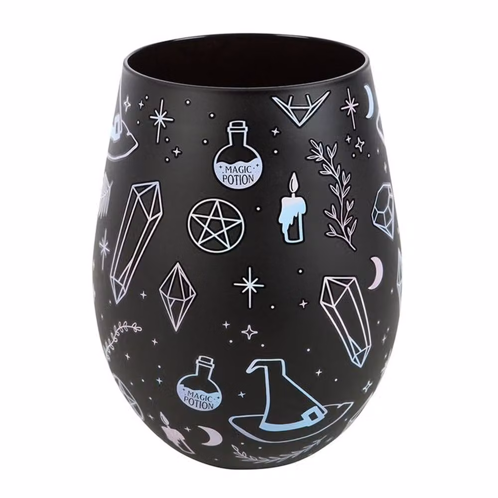 Uniqueful Crystal Witch Print Stemless Glass Tumbler in Black, 550ml – 3