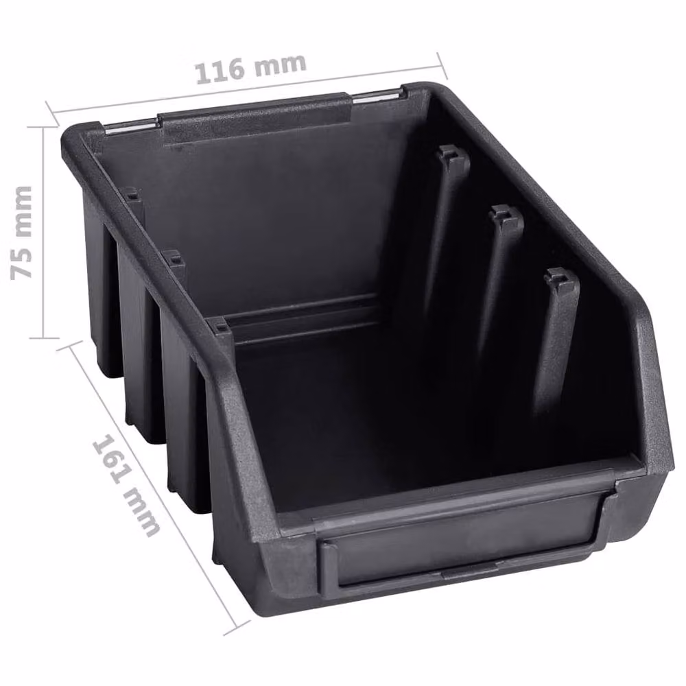 Berkfield Home 32 Piece Wall Mounted Storage Bin Kit with Wall Panels in Red and Black – 3
