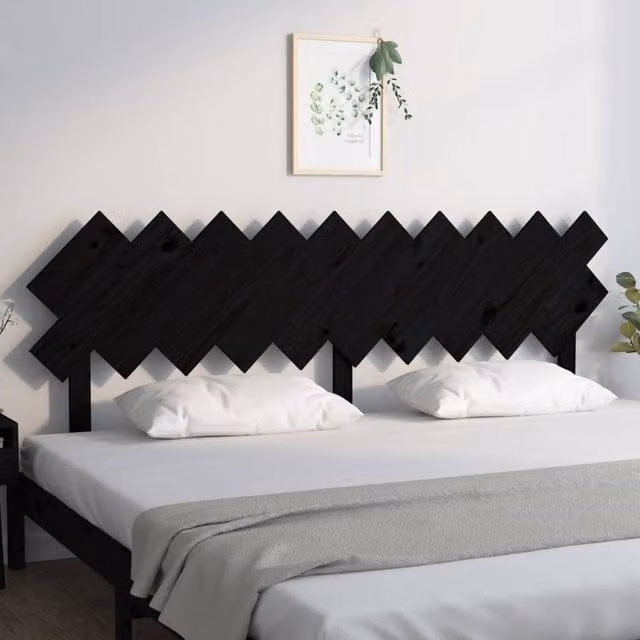 Berkfield Home Beautiful Bed Headboard in Black Solid Wood Pine, W: 196 cm, D: 3 cm, H: 80.5 cm – 1