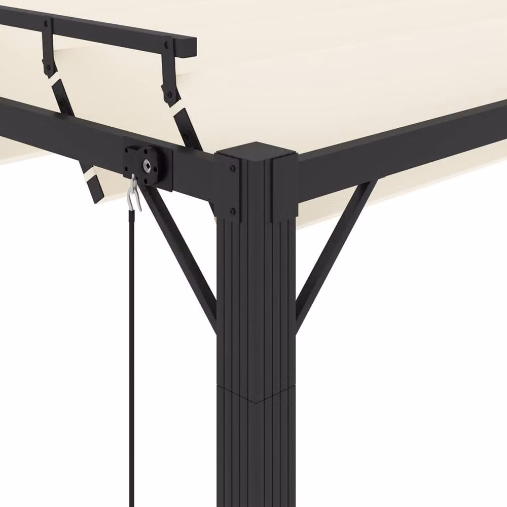 Berkfield Home Gazebo with Louvered Roof in Beige with Cream Polyester Fabric and Aluminium Frame, W/D/H: 300 x 300 x 225 cm – 3