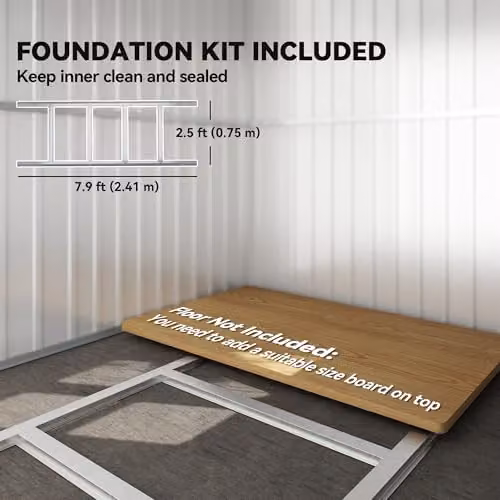 Outsunny Green Galvanised Steel Pent Garden Storage Shed with Window and Foundation Kit W: 260 cm, D: 190 cm, H: 177 cm – 4