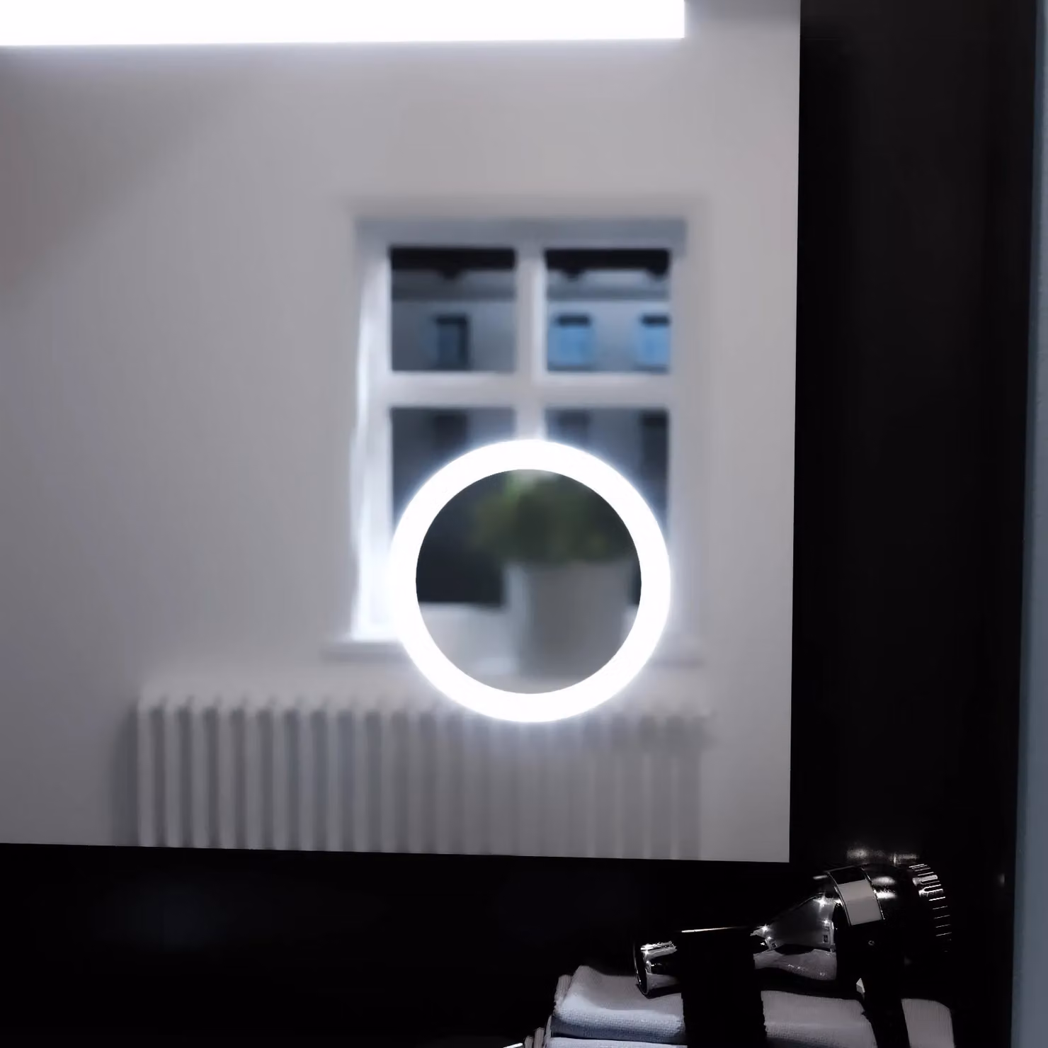 Nes Home Modern Rectangle Illuminated LED Bathroom Mirror with Demister in Silver, W: 80 cm, H: 60 cm – 2