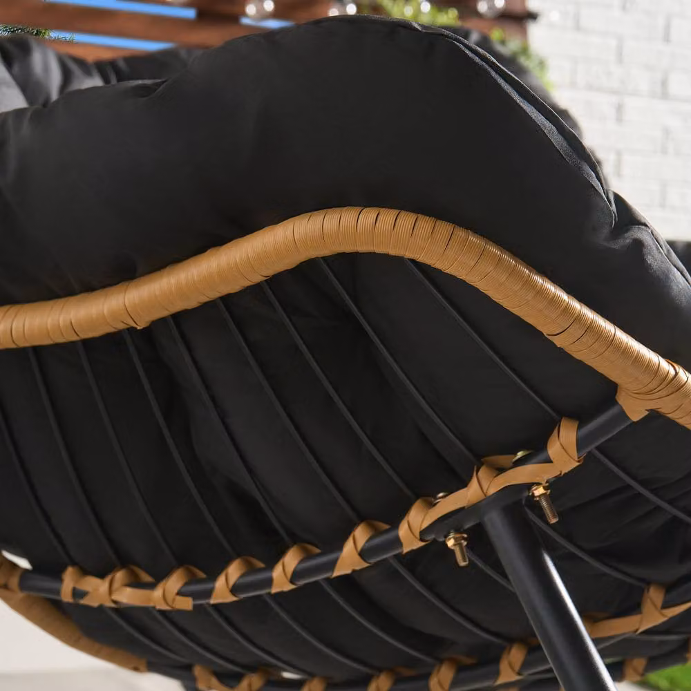 OHS Bali Garden Rocking Chair with Metal Frame and Cushions in Black – 2