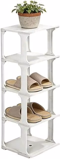 FORGEVIO 5-Tier Narrow Vertical Shoe Rack in White