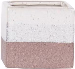 KDMD Hortus Pink and White Bordeaux Ceramic Cube, H 9.5 cm x W 10.5 cm – 1