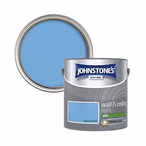 Johnstone's Silk Emulsion Water Based Gloss Wall and Ceiling Paint in Blue, 2.5l – 2