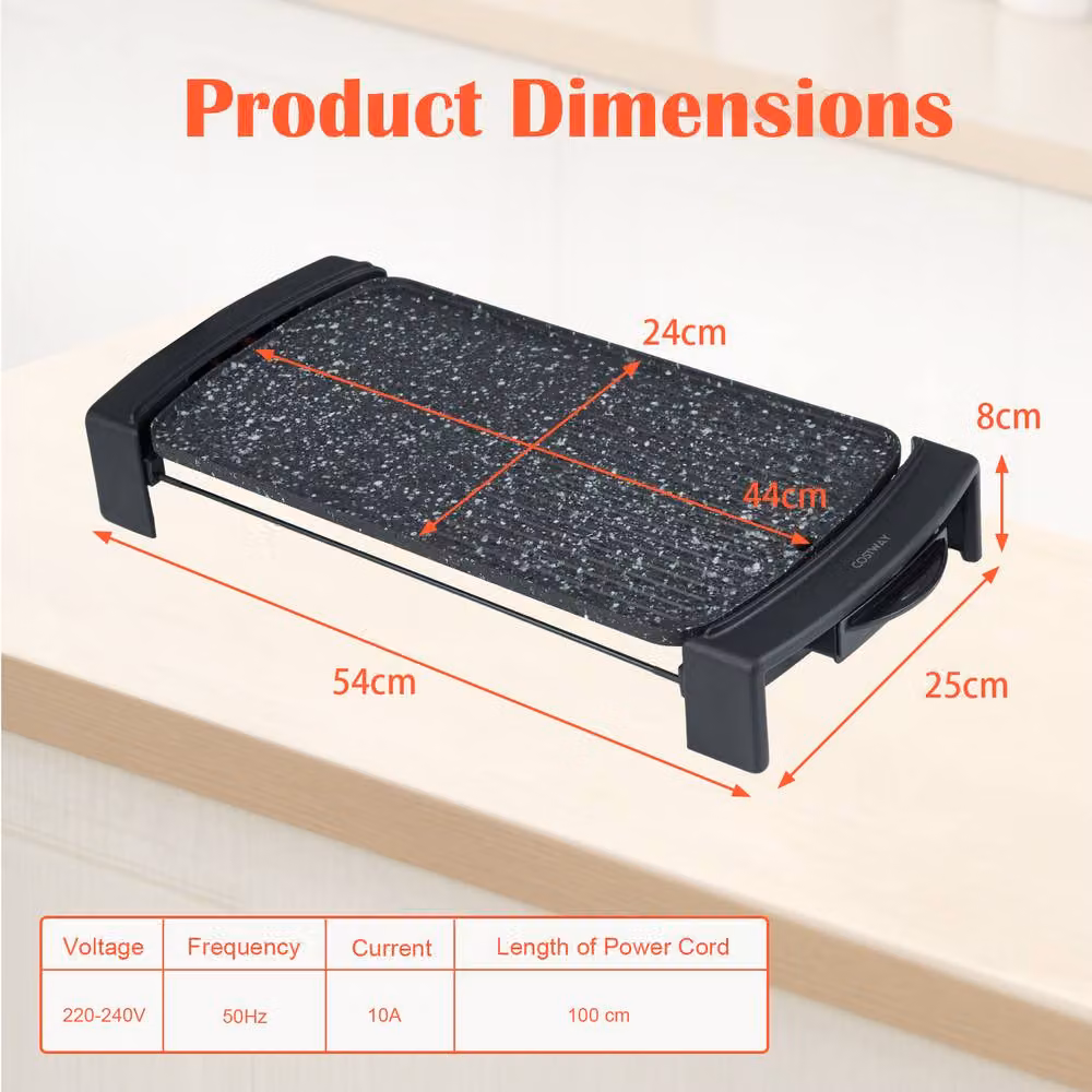 Costway 2-in-1 Electric Grill and Griddle Combo, 2150W Tabletop Model with 2 Nonstick Aluminium Zones, Black – 2