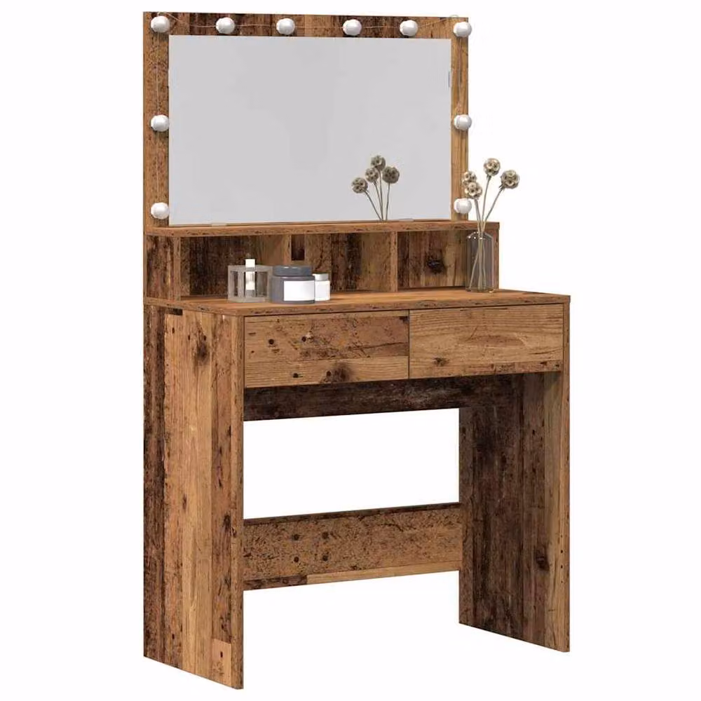 Berkfield Home Minimalist Dressing Table in Old Wood Brown and Multicolour Composite Wood – 3