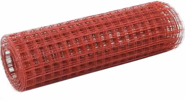 Berkfield Home Red PVC Coated Steel Chicken Wire Fence, 10 x 0.5 m – 1