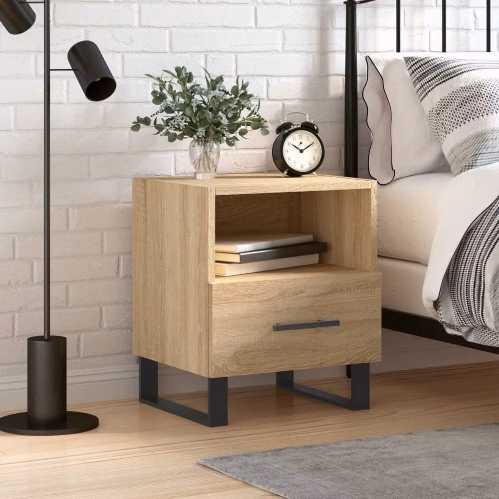 Berkfield Home Modern Bedside Cabinet in Sonoma Oak, Light Brown, W/D/H: 40 x 35 x 47.5 cm – 2