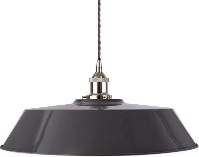SE Home Chancery Large Suspended Pendant Light in Slate Grey and Silver Metal