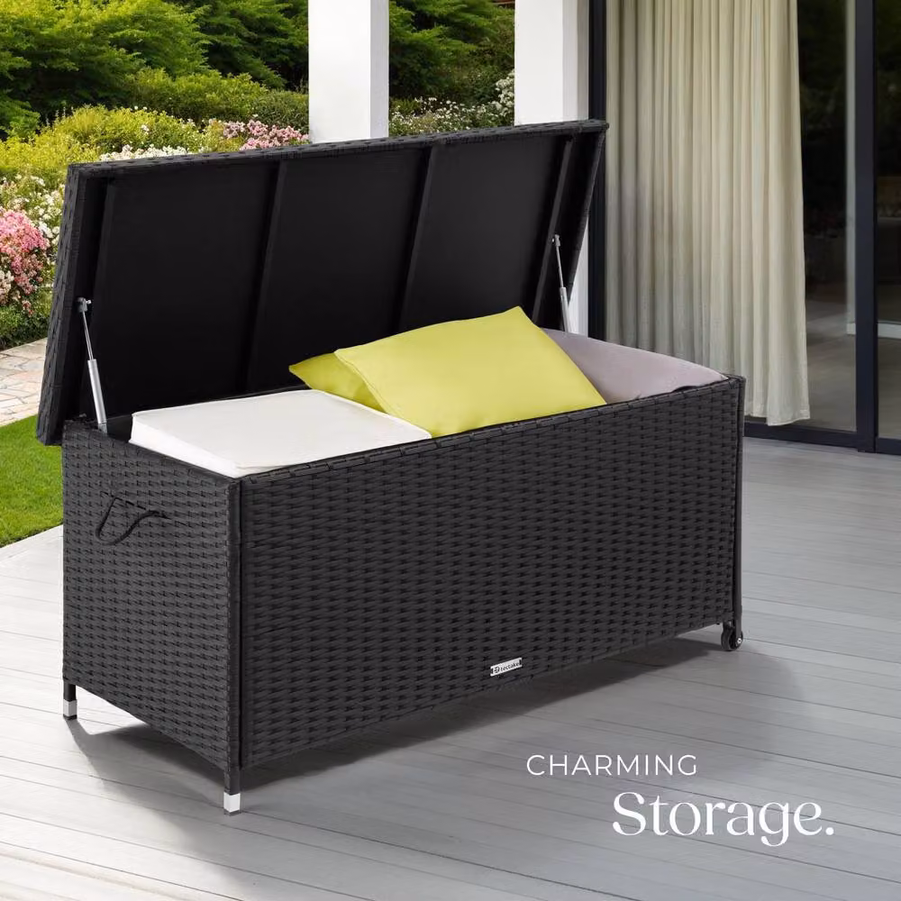tectake Kiruna Modern Garden Storage Box in Black – 7