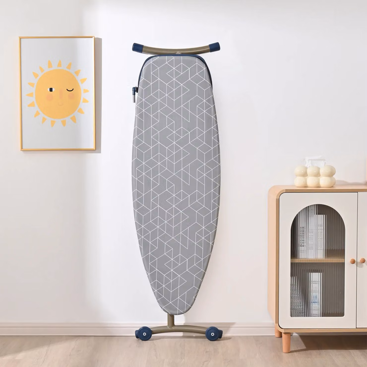 Xample Lightweight Folding Ironing Board with Adjustable Height and Iron Rest in Grey – 2
