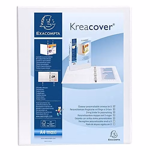 Exacompta White A4 Rigid Ring Binder with 2 Pockets and 2 Rings – 1