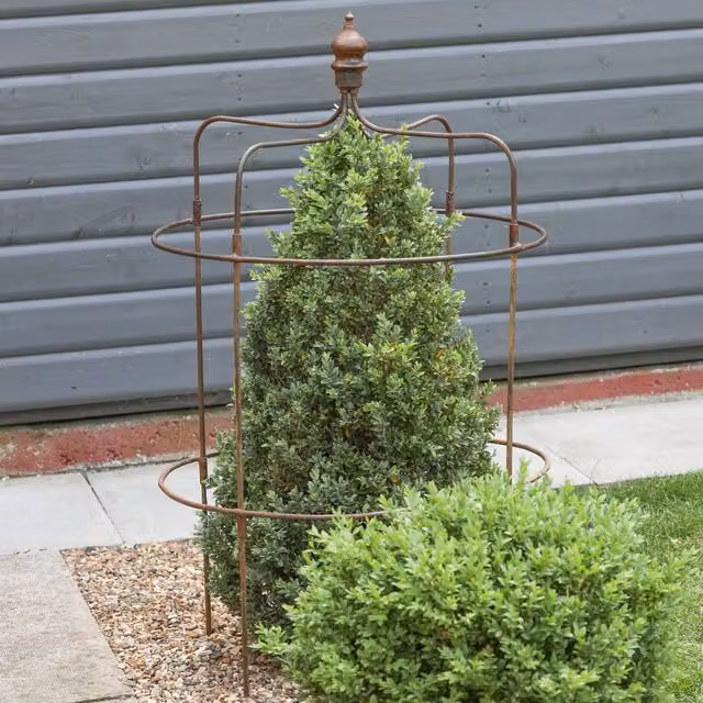 Glasstone Rusty Iron Obelisk Plant Support in Brown, H 112 cm x W 61 cm x D 61 cm