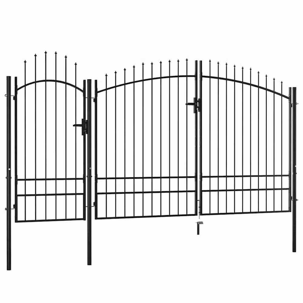 Berkfield Home Elegant Steel Swing Garden Gate, Black, W: 400 cm, H: 245 cm – 1