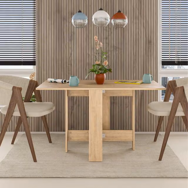 Decortie Artemio Modern Foldable Dining Table in Oak Brown