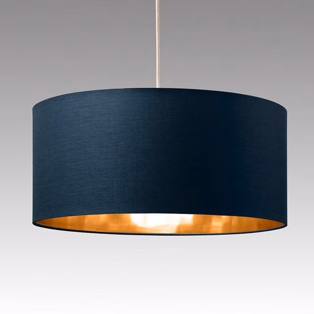 CGC MILANO Navy Blue and Gold Velvet Fabric Cylinder Lamp Shade