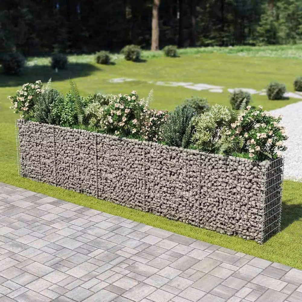 Berkfield Home Silver Galvanised Steel Gabion Raised Bed W: 450 cm, D: 50 cm, H: 100 cm – 2