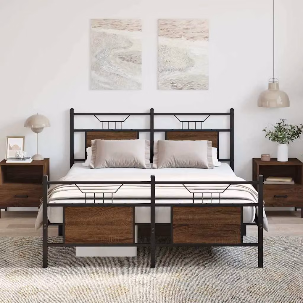Berkfield Home Bed Frame in Brown Oak, W/D/H: 140 x 200 cm – 3