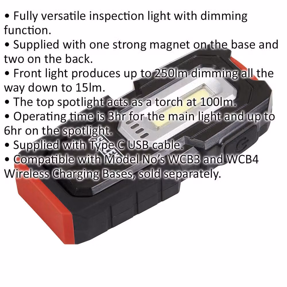 Loops Magnetic Inspection Light with 3W COB and 1W SMD LED, RGB Multicolour and Black, IP68 Rated Wireless Rechargeable LED – 2
