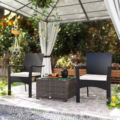 Outsunny Outdoor Coffee Table with Glass Top in Dark Grey, W/D/H: 62 x 62 x 38 cm – 7