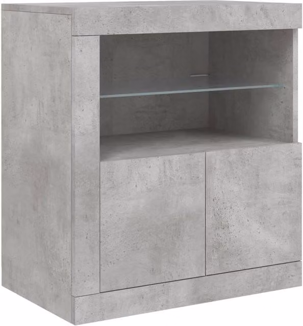 Berkfield Home Modern Sideboard with Integrated LED Lights in Concrete Grey, W: 60.5 cm, D: 37 cm, H: 67 cm – 1