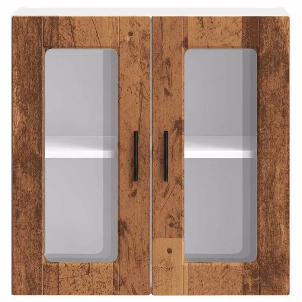Berkfield Home Porto Old Wood Kitchen Wall Cabinet with Glass Doors in Brown – 3
